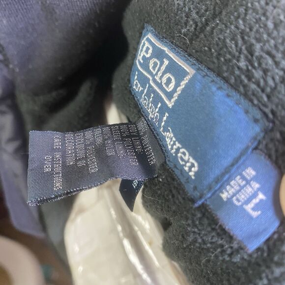 Vintage Polo Ralph Lauren Hooded Jacket Mens Large Black Red Pony Preppy - Picture 16 of 16